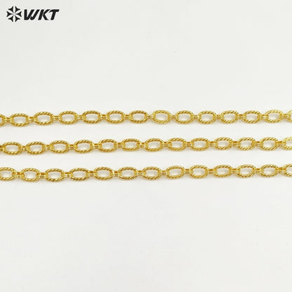 WT-BC260 Newest Fashion Simple Oval Shape Metal Yellow Brass Chain Resist Tarnishable Gold Plated For Necklace Bracelet Design