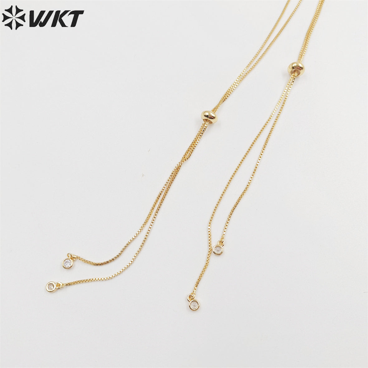 WT-JFN06 Fashion 18k Real Gold Plated Universal Chain for Pendant Lady Adjustable Position Yellow Brass Chain in 32 Inch Long