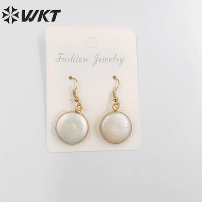 WT-E157 Lovely High Quality Freshwater Pearl Earrings Fashion Gold Dipped Hoop Pearl Earrings As Party Gift for Women