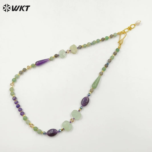 WT-N1475 Wholesale Fashion Gorgeous Hand Made Natural Stone Strand Beads Jewelry Women Necklace for Anneversary