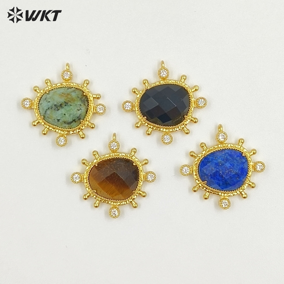 WT-P2102 Unique Delicate Jewelry 18K Gold Plated Multi Natural Gemstones Little Pendants For Female Handmade Earring DIY