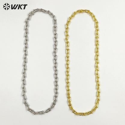 WT-N1228 Supper Hot Wholesale U Chain Top Quality Jewelry Brass With Full Gold Eletroplated U Chain Women Necklace Chain
