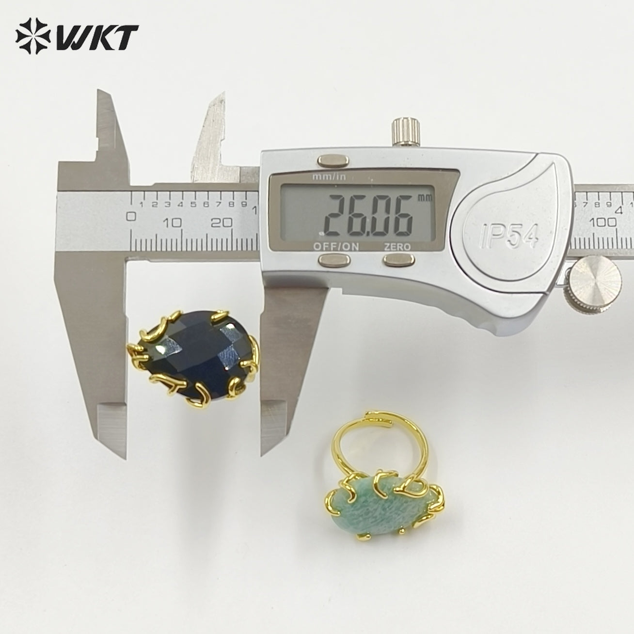 WT-R608 Wholesale Simple Style Gold Electroplated Natural Gemstones Waterdrop Shape Rings For Dance Party Matching Jewelry