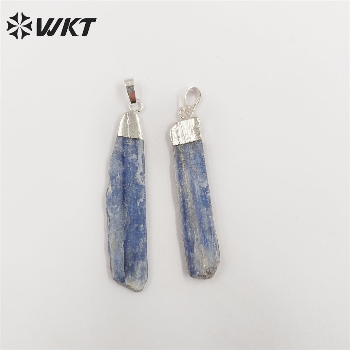 WT-P500 Beautiful Natural Raw Blue Kyanite Pendants with Gold Electroplated on Top