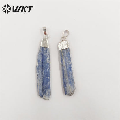WT-P500 Beautiful Natural Raw Blue Kyanite Pendants with Gold Electroplated on Top