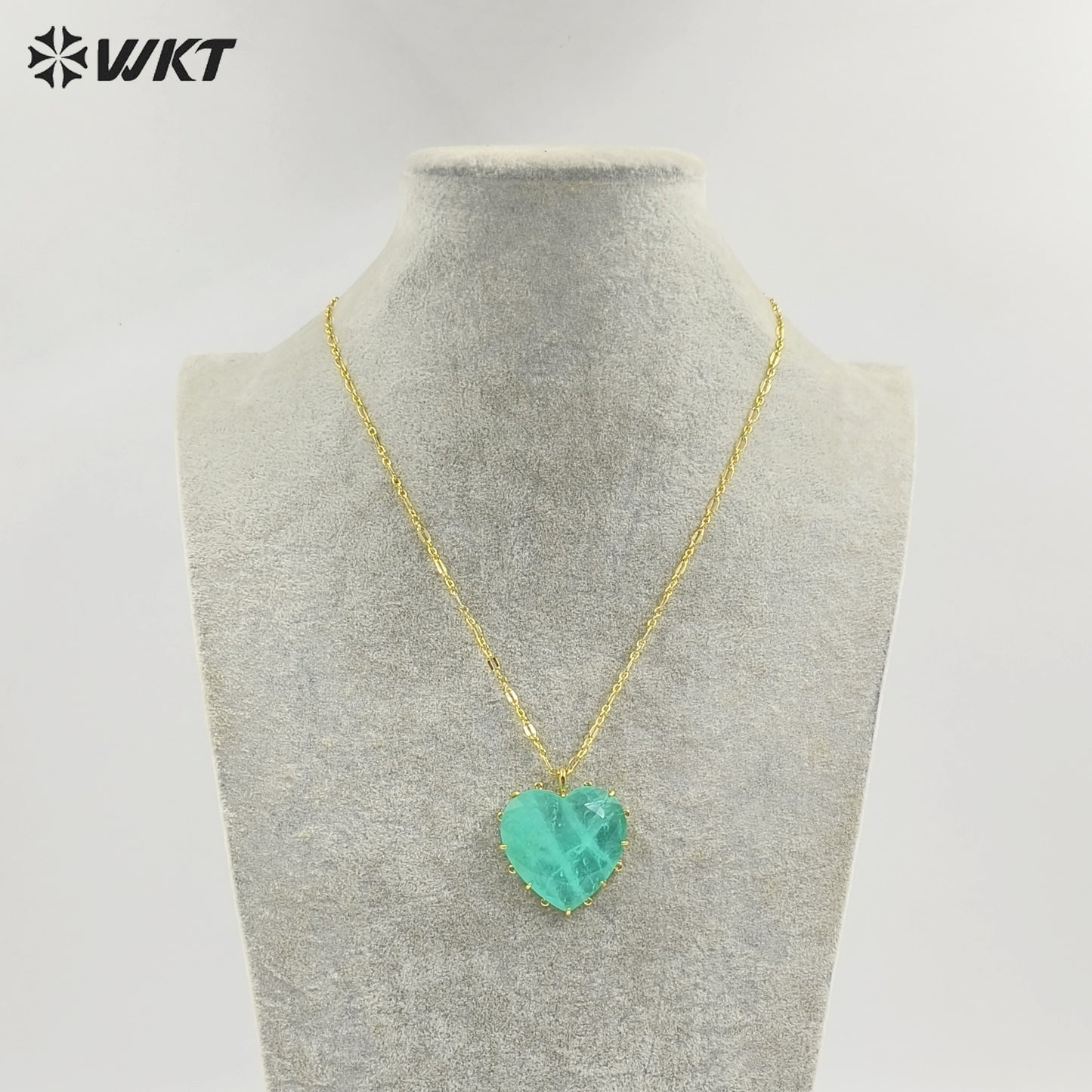 WT-N1525 Wonderful Gold Thin Chain With Colorful Stones Heart Shape Pendant Necklaces For Dance Party Matching Jewelry