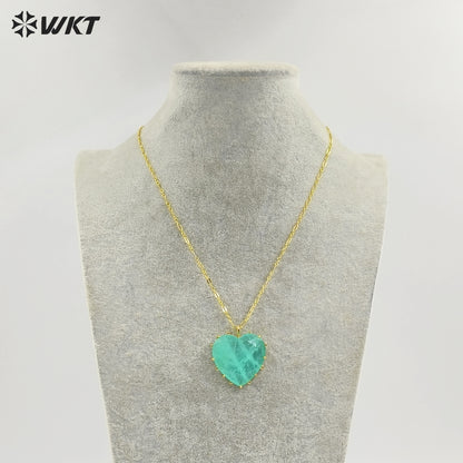 WT-N1525 Wonderful Gold Thin Chain With Colorful Stones Heart Shape Pendant Necklaces For Dance Party Matching Jewelry