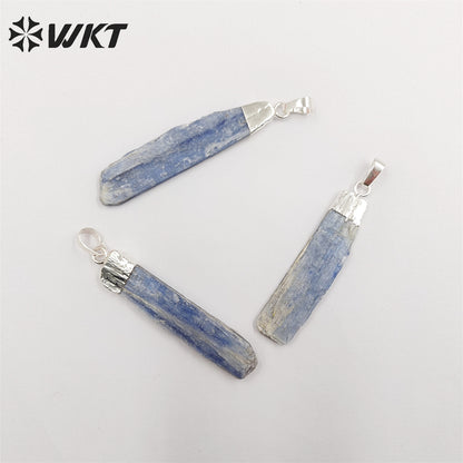 WT-P500 Beautiful Natural Raw Blue Kyanite Pendants with Gold Electroplated on Top