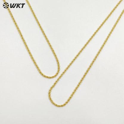 WT-JFN49 Wholesale Fashion Gold Plated Yellow Brass With Unique Clasp Spiral Weaving 35 Inches Necklace For Ladies Daily Wearing