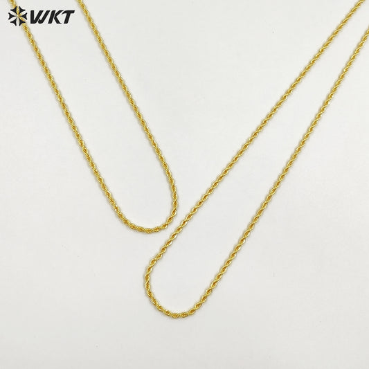 WT-JFN49 Wholesale Fashion Gold Plated Yellow Brass With Unique Clasp Spiral Weaving 35 Inches Necklace For Ladies Daily Wearing