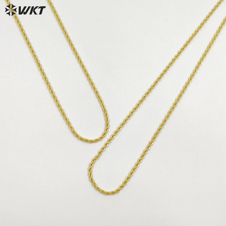 WT-JFN49 Wholesale Fashion Gold Plated Yellow Brass With Unique Clasp Spiral Weaving 35 Inches Necklace For Ladies Daily Wearing