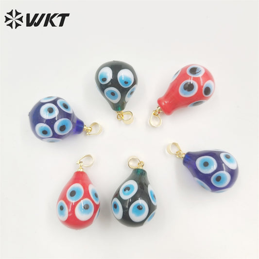 WT-P1887 Wholesale Fashion Evil Eye Drop Pendant Gold Jewelry Accessory Teardrop Ceramic Turkey Eye Pendant for Earringm Making