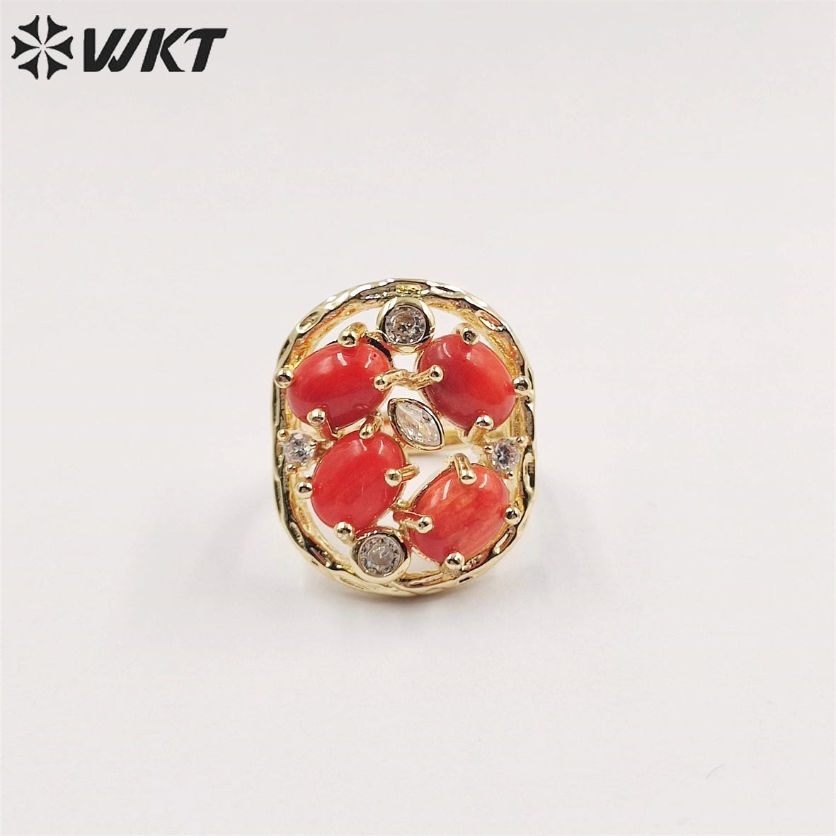 WT-R466 WKT Amazing Gorgeous Natural Stone Ring Micropaved Zircon Setting Precious Gemstone Women Ring