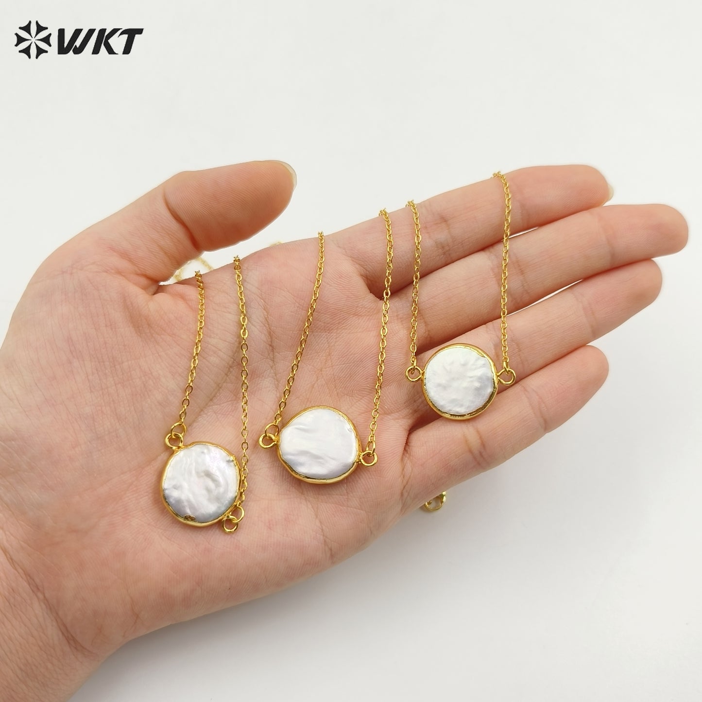 WT-N821 High Quality Connector Pearl Necklace Jewelry,Double Loops Natural Pearl Necklace Connector Necklace for Women