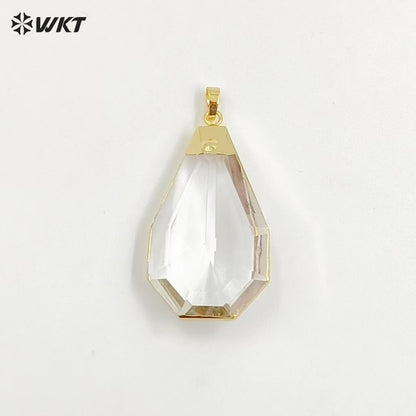 WT-P1305 in Stock ! Fashion Design Natural Rock Crystal Pendants Big Size 38*65mm Waterdrop Shape Crystal Pendant