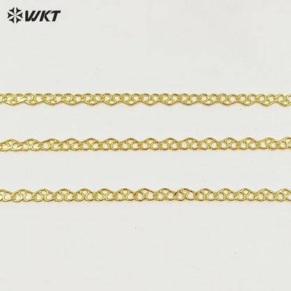 WT-BC237 Wholesale Private Label Simple and Small 18K Gold Plated Natural Yellow Brass Thin Chain DIY Bracelet Necklace Jewelry