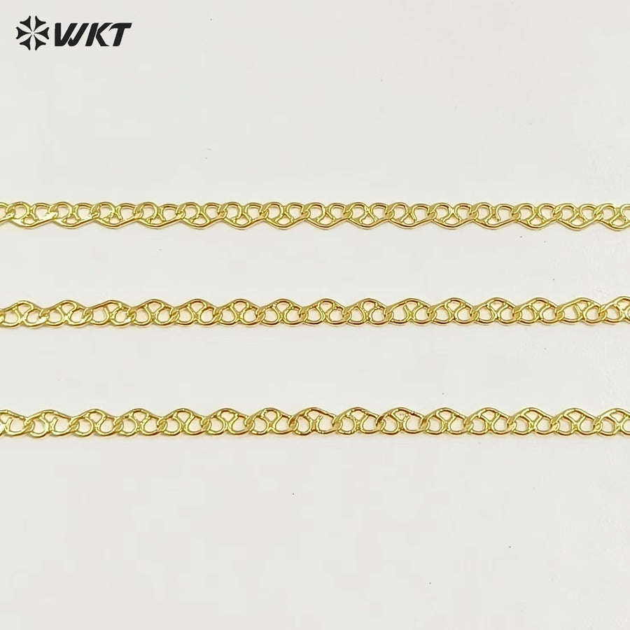 WT-BC237 Wholesale Private Label Simple and Small 18K Gold Plated Natural Yellow Brass Thin Chain DIY Bracelet Necklace Jewelry