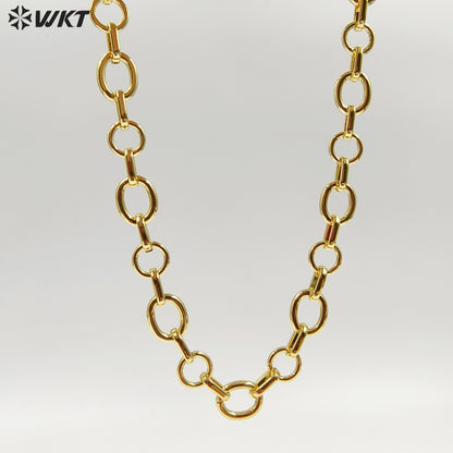 WT-BC266 Popular Trendy Gold Electroplated Yellow Brass Round Thick Metal Chain For Simple Necklace Bracelet DIY Design