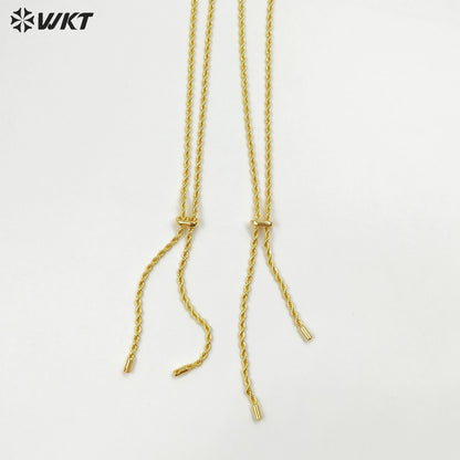 WT-JFN49 Wholesale Fashion Gold Plated Yellow Brass With Unique Clasp Spiral Weaving 35 Inches Necklace For Ladies Daily Wearing