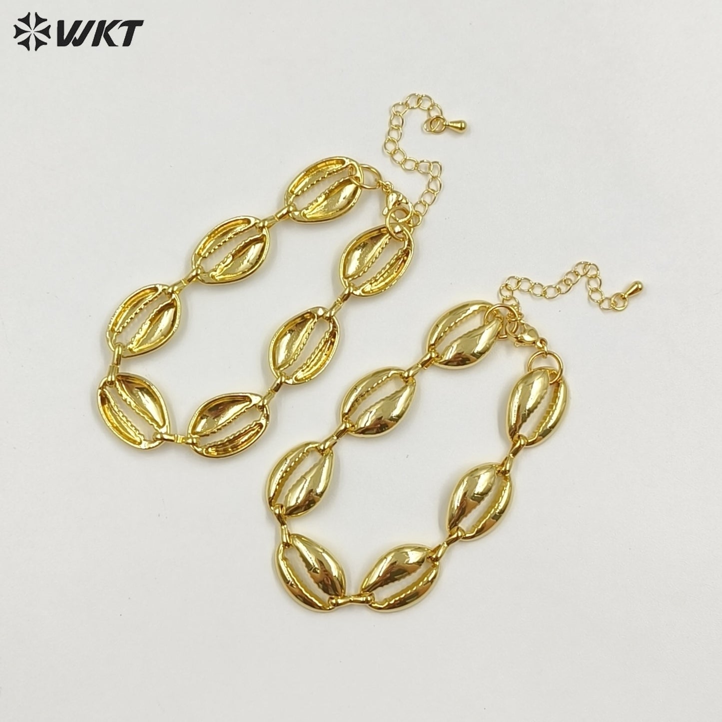 WT-JF370 Wholesale Popular 18K Gold Plated Yellow Brass Shell Shape Metal Women Bracelets For Wedding Jewelry Accessories