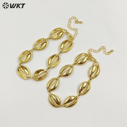 WT-JF370 Wholesale Popular 18K Gold Plated Yellow Brass Shell Shape Metal Women Bracelets For Wedding Jewelry Accessories