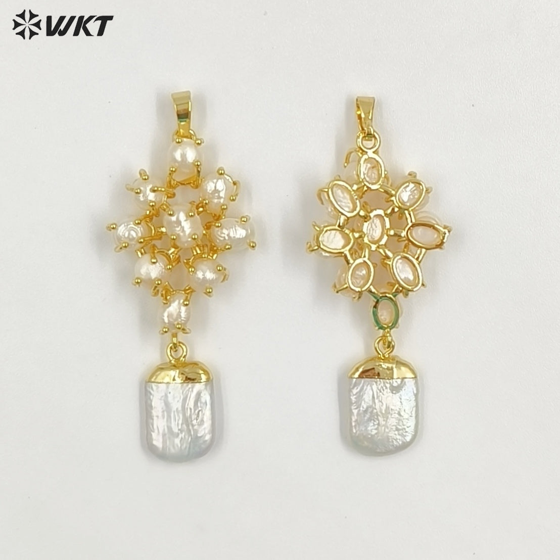 WT-JP456 Exclusive Elegant Design Gold Electroplated Multi Natural Freshwater Pearl Pendants For Lady Gift Making Accessory