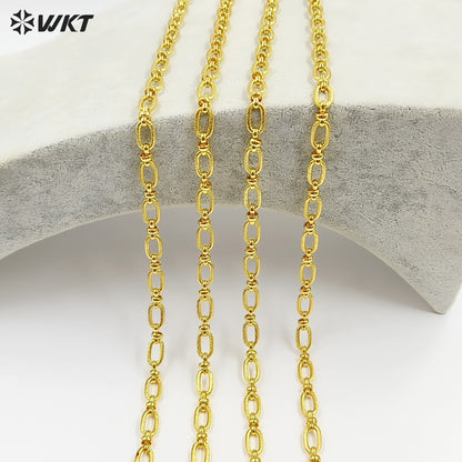 WT-BC258 New Styles 18k Real Gold Plated Yellow Brass Chain Resist Tarnished Hammer Pattern Big Metal Chain for Necklace Design