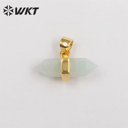 WT-P1902 Wholesale New Delicate Precious Gemstone Double Point Stone Charms Energy Healing Quartz Point Pendant