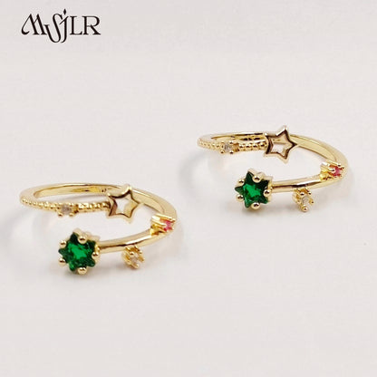 WKT-MVR058 Popular European and American Star Irregular Shaped Colorful Zircon Ring Female Handpiece Open Ring