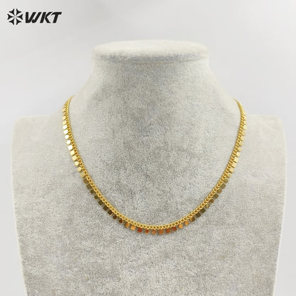 WT-JFN31 Latest Models Stylish Charming 18K Gold Plated Square Round 16 Inch Necklace Jewelry Finished for Both Men and Women