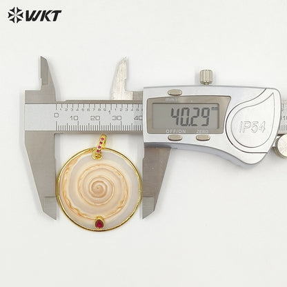WT-JP486 Trendy Design 18K Gold Electroplated Natural Shell With Colorful Zircon Pendants For Women Popular Jewelry Making