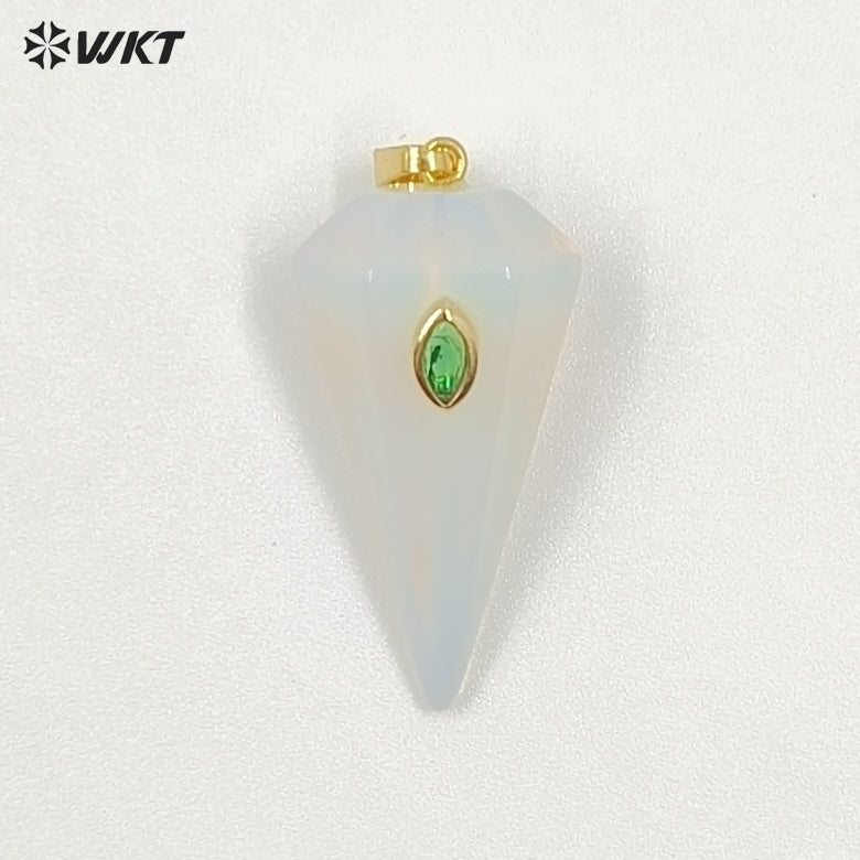 WT-P2093 Popular Sale Zircon And Natural Gemstones Geometric Faceted Shape Gold Pendants For Handmade Necklace Jewelry DIY