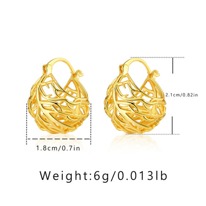 WT-JFE91 Hollow Exquisite Minimalist Versatile 18k Gold Plated Copper Plating Ball Shaped Hoops Trendy Earring Findings