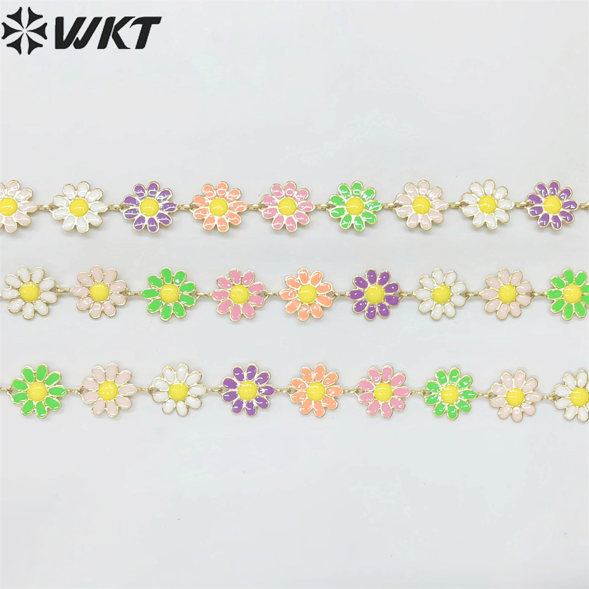 WT-RBC215 Newest Fashion Colorful Enamel Flower Chain Unique Global Chrysanthemum Chain for Women Jewelry Diy Design Chain