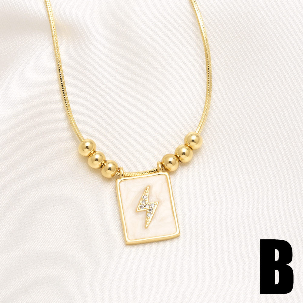 WT-JFN60 Elegant Thin Chain Gold Electroplated Brass And Zircon Star Pattern Rectangle Pendant Necklace As Lady Daily Matching