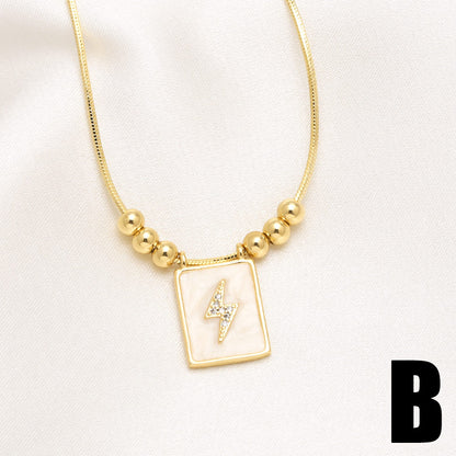 WT-JFN60 Elegant Thin Chain Gold Electroplated Brass And Zircon Star Pattern Rectangle Pendant Necklace As Lady Daily Matching