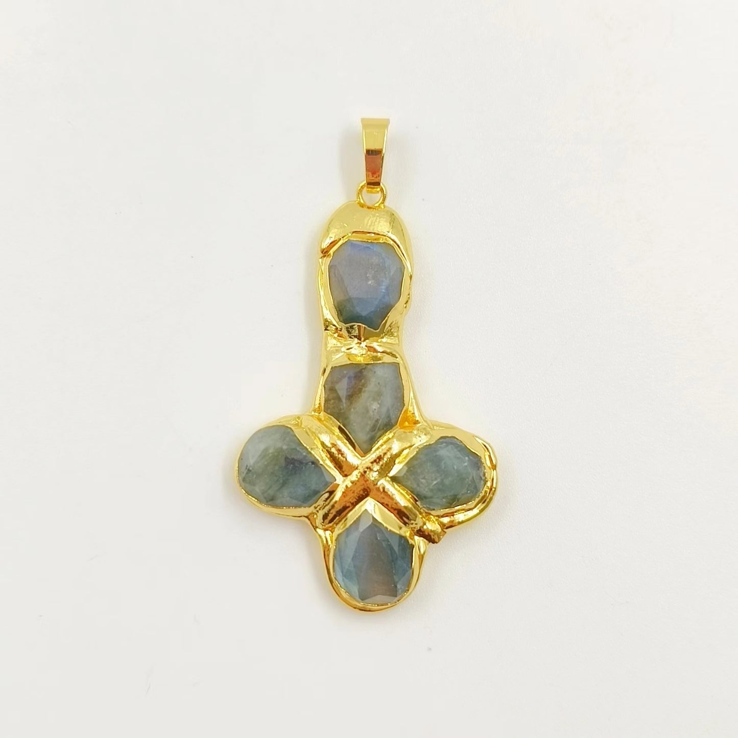 WT-P1962 Wholesale Amazing New Design Natural Gemstone Made Drop Shape Assemble Cross Jewelry Pendants
