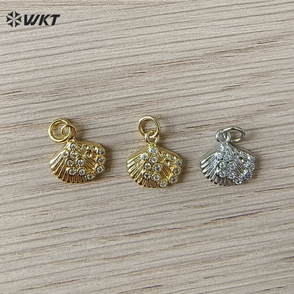 WT-MP321 Wholesale Ocean Series Multi Colors Gold Plated Metal Shell Shape Little Charms Pendant For Necklace Earrings Making