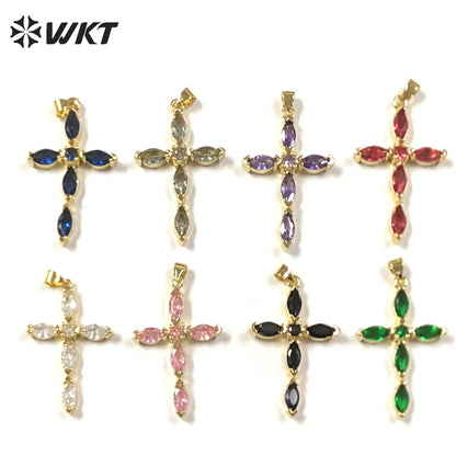WT-MP245 Elegant Temperament Pendant Cross Water Drop Pendant Texture Jewelry Necklace Accessories Cubic Zircon Pendant