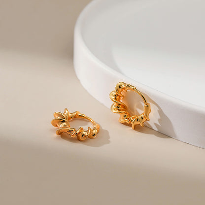 WT-JFE92 Fold Exquisite Minimalist Versatile 18k Gold Plated Copper Plating Hoops Fashion Studs Earring Findings