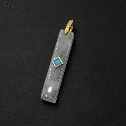 WT-P2123 Wonderful Colorful Zircon And Natural Gemstones Long Bar Shape Gold Pendants For Simple Style Necklace Making