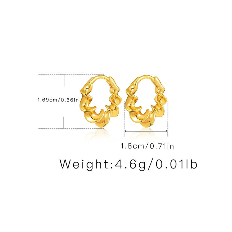 WT-JFE92 Fold Exquisite Minimalist Versatile 18k Gold Plated Copper Plating Hoops Fashion Studs Earring Findings