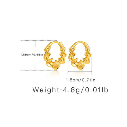 WT-JFE92 Fold Exquisite Minimalist Versatile 18k Gold Plated Copper Plating Hoops Fashion Studs Earring Findings