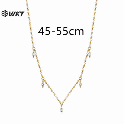 WT-MN1001 New Arrival Gold Electroplated Women Necklace With Cubic Zircon Fashion Style Clavicle Chain Wholesale for Gift