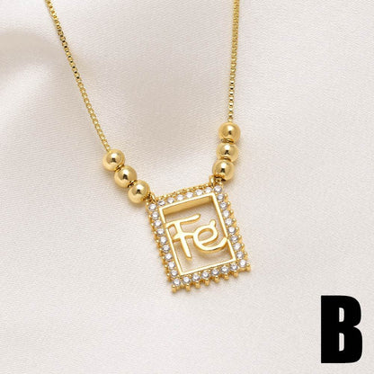 WT-JFN61 Wholesale Exquisite 18K Gold Plated Brass And Zircon Cross Heart Pattern Rectangle Pendant Necklace For Female Gifts