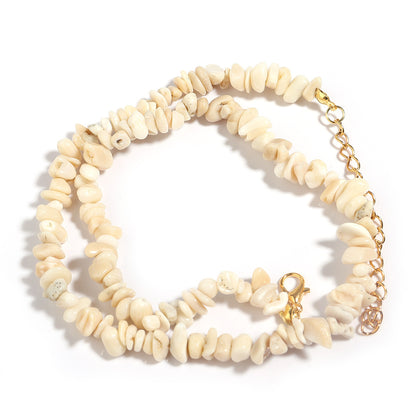 WT-N1438 45cm+5cm Extend Chain Long Gemstone Casual Long Statement Necklace Natural Chips Stone Necklace