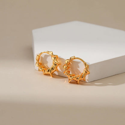 WT-JFE92 Fold Exquisite Minimalist Versatile 18k Gold Plated Copper Plating Hoops Fashion Studs Earring Findings