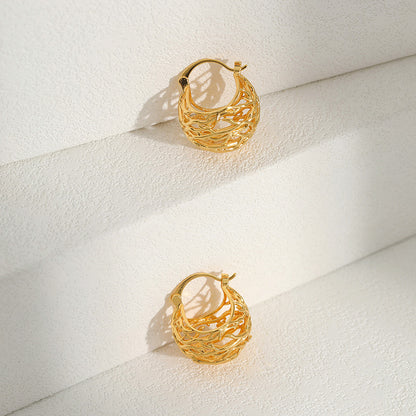WT-JFE91 Hollow Exquisite Minimalist Versatile 18k Gold Plated Copper Plating Ball Shaped Hoops Trendy Earring Findings