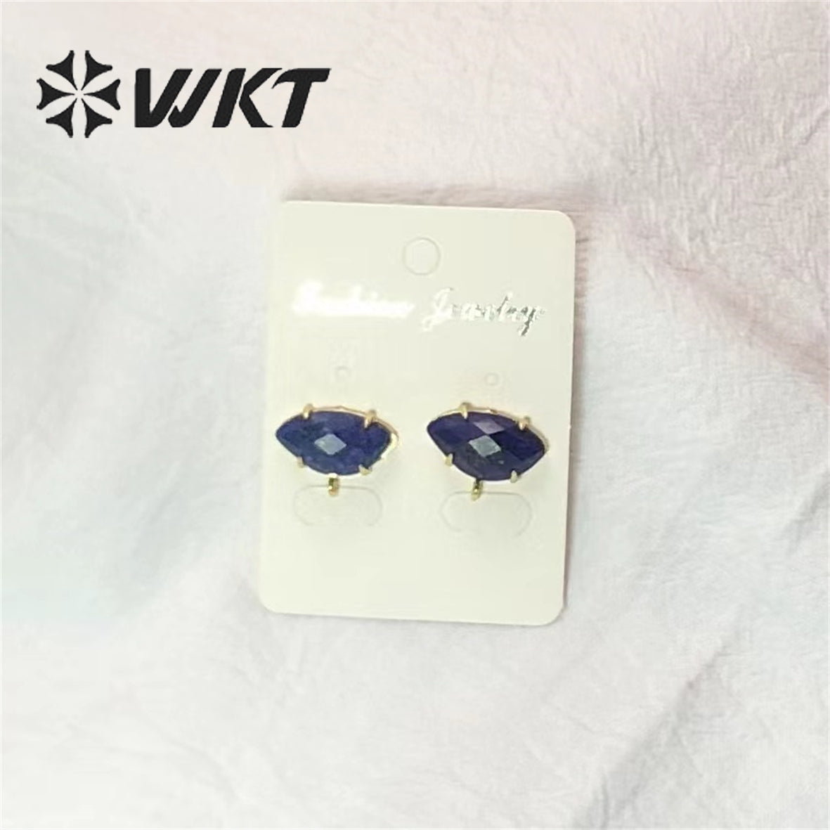 WT-E655 Fine Jewelry Design Fashion Natural Lapis Amazonite Stone Strawberry Crystal Amethysts Elegant Natural Stone Studs