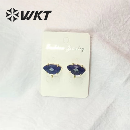 WT-E655 Fine Jewelry Design Fashion Natural Lapis Amazonite Stone Strawberry Crystal Amethysts Elegant Natural Stone Studs